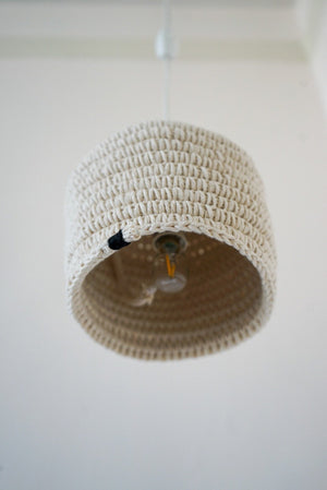 Pendant Shade - Cotton Sash Crocheted with Cotton Twine